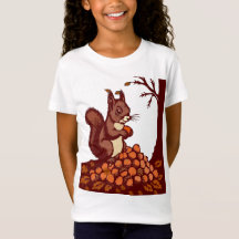 🐿️ Dunne jersey T-shirt voor kinderen met eekhoor