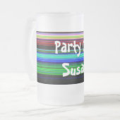 Dunne kleurige strepen - 1 matglas bierpul (Voorkant links)