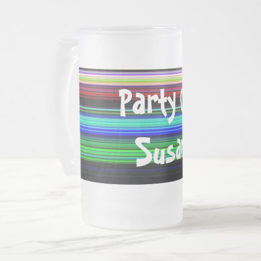 Dunne kleurige strepen - 1 matglas bierpul (Voorkant links)