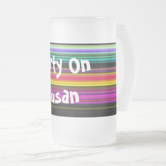 Dunne kleurige strepen - 2 matglas bierpul (Voorkant rechts)