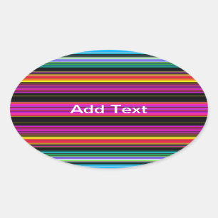 Dunne kleurige strepen - 2 ovale sticker