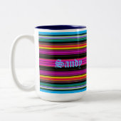 Dunne kleurige strepen - 2 tweekleurige koffiemok (Links)