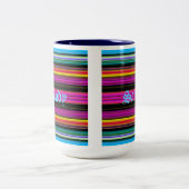 Dunne kleurige strepen - 2 tweekleurige koffiemok (Center)