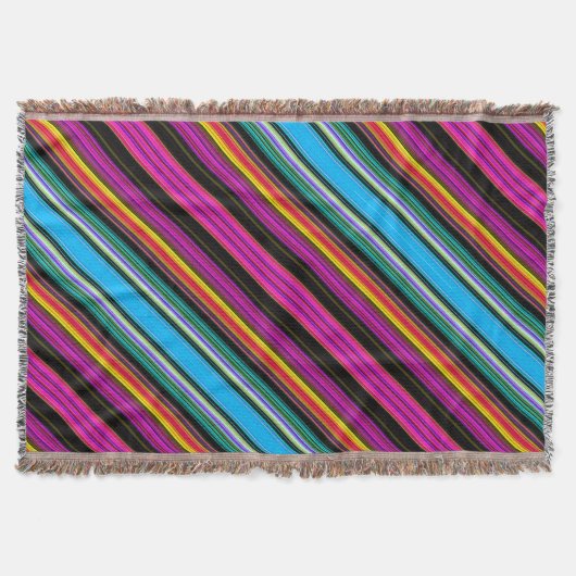 Dunne, kleurrijke diagonale strepen - 2-Throomband Deken (Voorkant)
