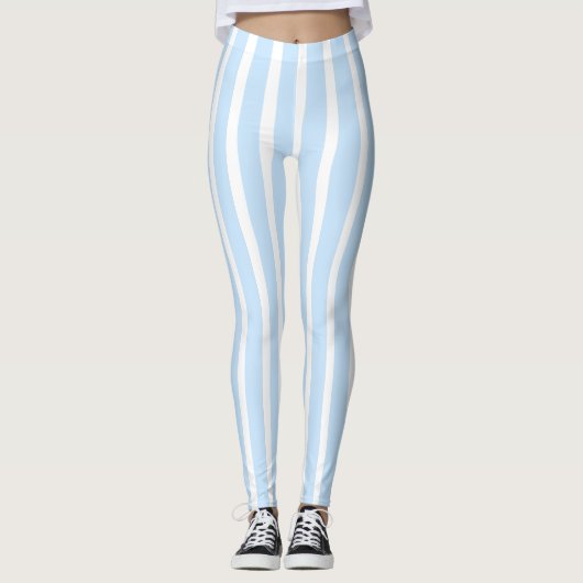 Dunne lichte blauwe strepen leggings (Voorkant)