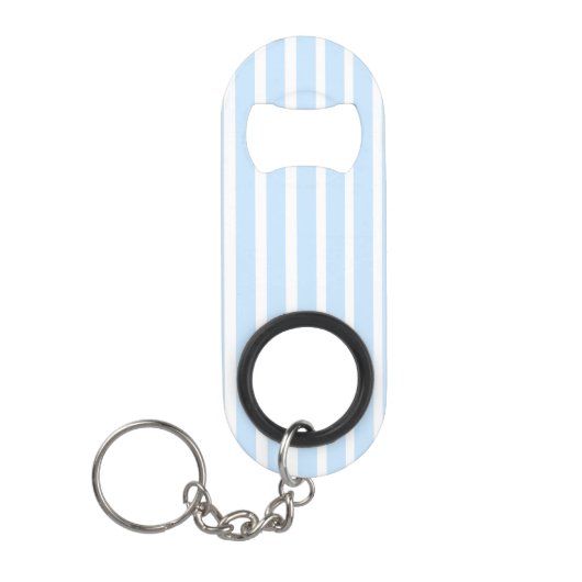 Dunne lichte blauwe strepen mini flessenopener (Voorkant)