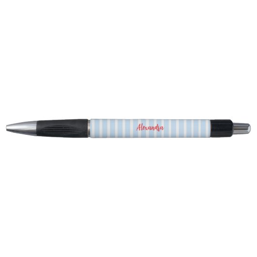 Dunne lichte blauwe strepen pen (Voorkant)