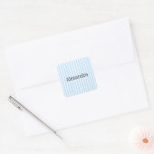 Dunne lichte blauwe strepen vierkante sticker (Envelop)