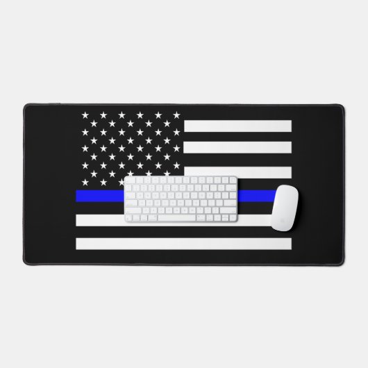 Dunne lijn Blauwe Vlag Desk Mat (Keyboard & Muis)