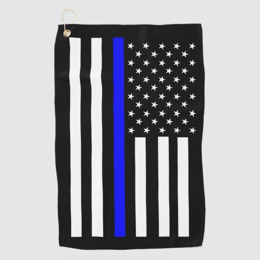 Dunne lijn blauwe vlag golfhanddoek (Voorkant)