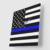 Dunne lijn blauwe vlag vierkante klok (Hoek)