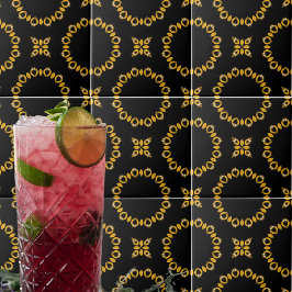 Dunne luxe gouden en zwarte vlekken tegeltje