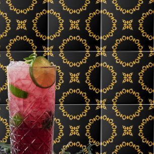 Dunne luxe gouden en zwarte vlekken tegeltje