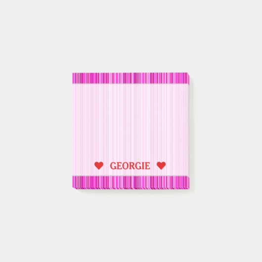 Dunne Magenta- en roze Stripes-patroon; Aangepaste Post-it® Notes (Voorkant)
