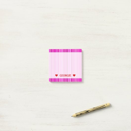 Dunne Magenta- en roze Stripes-patroon; Aangepaste Post-it® Notes (Op bureau)