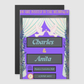 Dunne magnetische Paarse bruiloft uitnodiging Kaar (Voorkant / Achterkant)