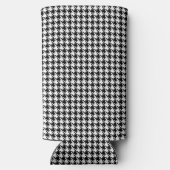 Dunne Monogram Initiaal, Houndstooth Patroon, Seltzer Blikjeskoeler (Achterkant)