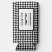 Dunne Monogram Initiaal, Houndstooth Patroon, Seltzer Blikjeskoeler (Voorkant)