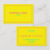 Dunne neonroze rand, geel visitekaartje (Voorkant / Achterkant)