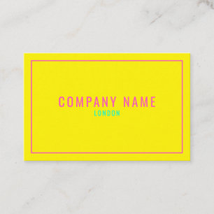Dunne neonroze rand, geel visitekaartje