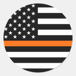 Dunne Oranje lijn Amerikaanse vlag Ronde Sticker