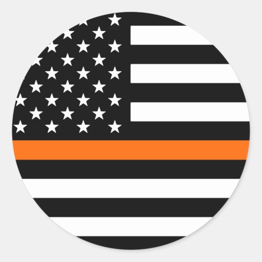 Dunne Oranje lijn Amerikaanse vlag Ronde Sticker (Voorkant)
