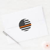 Dunne Oranje lijn Amerikaanse vlag Ronde Sticker (Envelop)