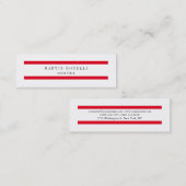 Dunne platte rode lijnen, wit, eenvoudig Visitekaa Mini Visitekaartje (Voorkant / Achterkant)