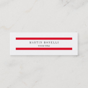 Dunne platte rode lijnen, wit, eenvoudig Visitekaa Mini Visitekaartje