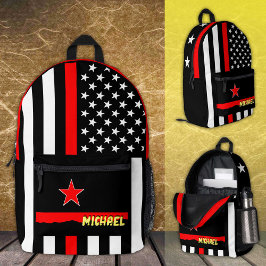 Dunne Red Line tas, American Flag brandweerman / V Bedrukte Rugzak