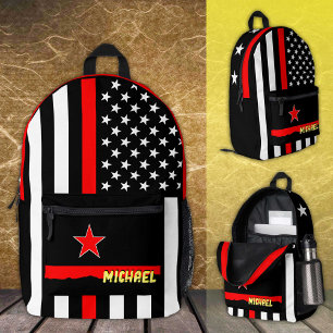 Dunne Red Line tas, American Flag brandweerman / V Bedrukte Rugzak