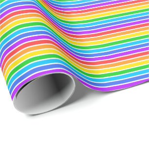 Dunne regenboog- en witstripes omslagpapier cadeaupapier
