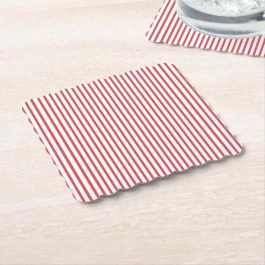 Dunne rode en witte streep kartonnen onderzetters (Gebogen)
