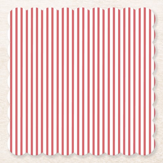 Dunne rode en witte streep kartonnen onderzetters (Voorkant)