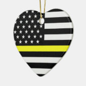 Dunne rode/gele lijnvlag keramisch ornament (Links)