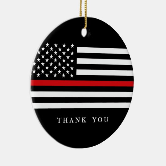 Dunne rode lijn | Aangepaste tekstvlag Keramisch Ornament (Rechts)