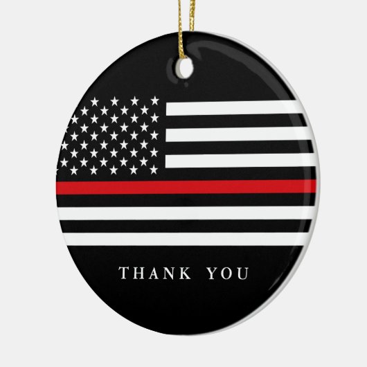 Dunne rode lijn | Aangepaste tekstvlag Keramisch Ornament (Links)