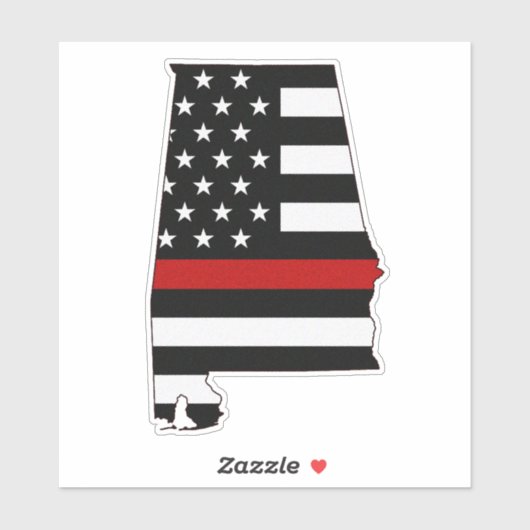 Dunne rode lijn Alabama vlag Sticker (Vel)