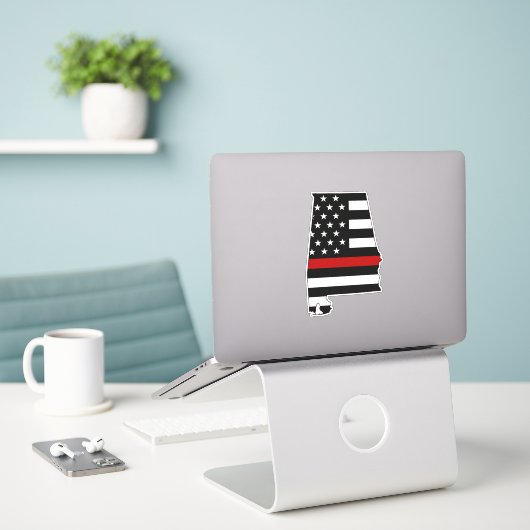 Dunne rode lijn Alabama vlag Sticker (Laptop op bureau)