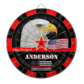 Dunne rode lijn & Amerikaanse vlag, brandweerliede Dartbord (Voorkant)