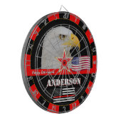 Dunne rode lijn & Amerikaanse vlag, brandweerliede Dartbord (Voorkant Links)