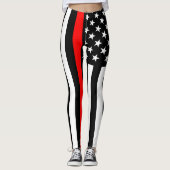 Dunne rode lijn Amerikaanse vlag grafisch op Leggings (Voorkant)