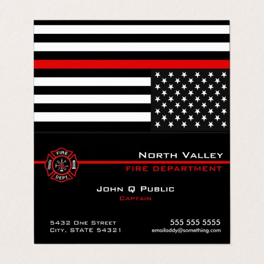 Dunne rode lijn Amerikaanse vlag QR-code Visitekaartje (Buitenkant ongevouwen)