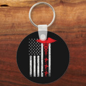 Dunne rode lijn Amerikaanse vlag verpleegkundige Sleutelhanger (Voorkant)