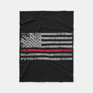 Dunne rode lijn Amerikaanse Vlag Vuurman Ondersteu Fleece Deken