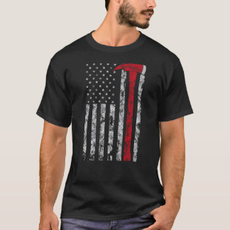 Dunne rode lijn Ax Amerikaanse vlag Patriot Firefi T-shirt