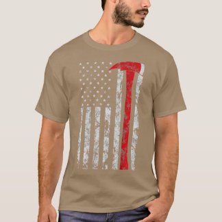 Dunne rode lijn Ax Amerikaanse vlag Patriot Firefi T-shirt