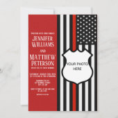 Dunne rode lijn badge foto invoegen kaart (Voorkant)