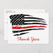 Dunne rode lijn brandweer brandweer dank briefkaart (Voorkant / Achterkant)