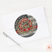 Dunne Rode Lijn Brandweer Custom Ronde Sticker (Envelop)